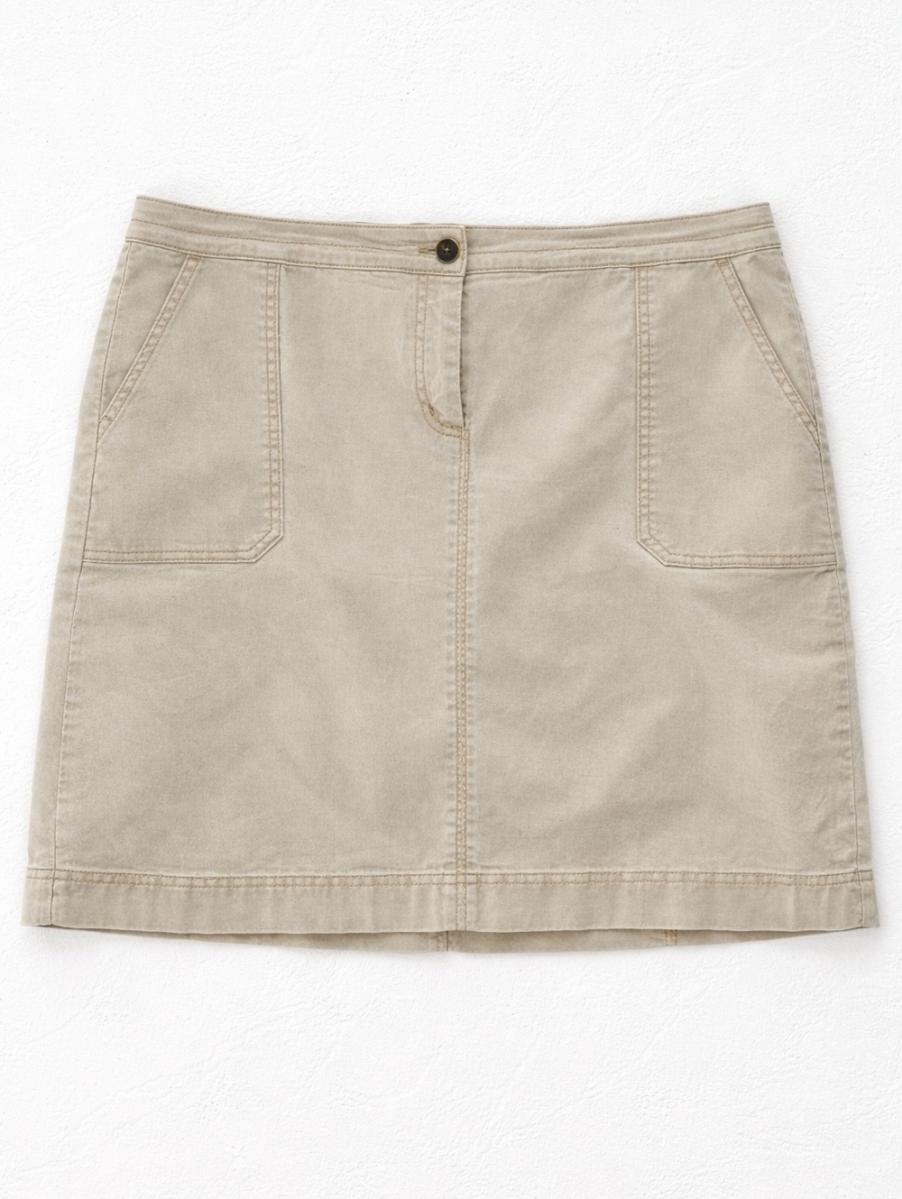 Boden Khaki A-Line Utility Skirt Size 12L Cotton Stretch Pockets Neutral Chic